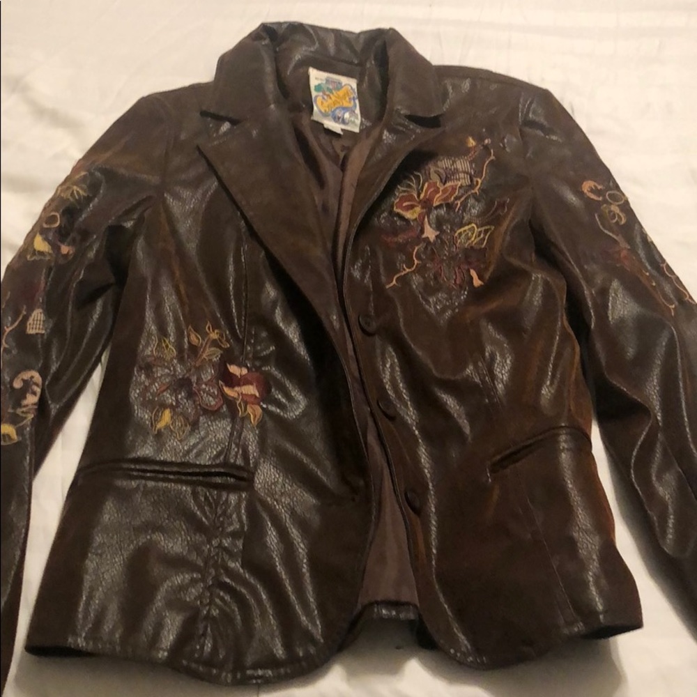 Brown leather looking blazer